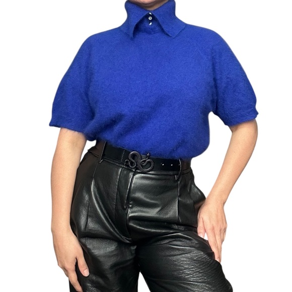 Parkhurst Sweaters - Parkhurts Angora Rabbit Hair & wool - High neck short sleeve Sweater - Large